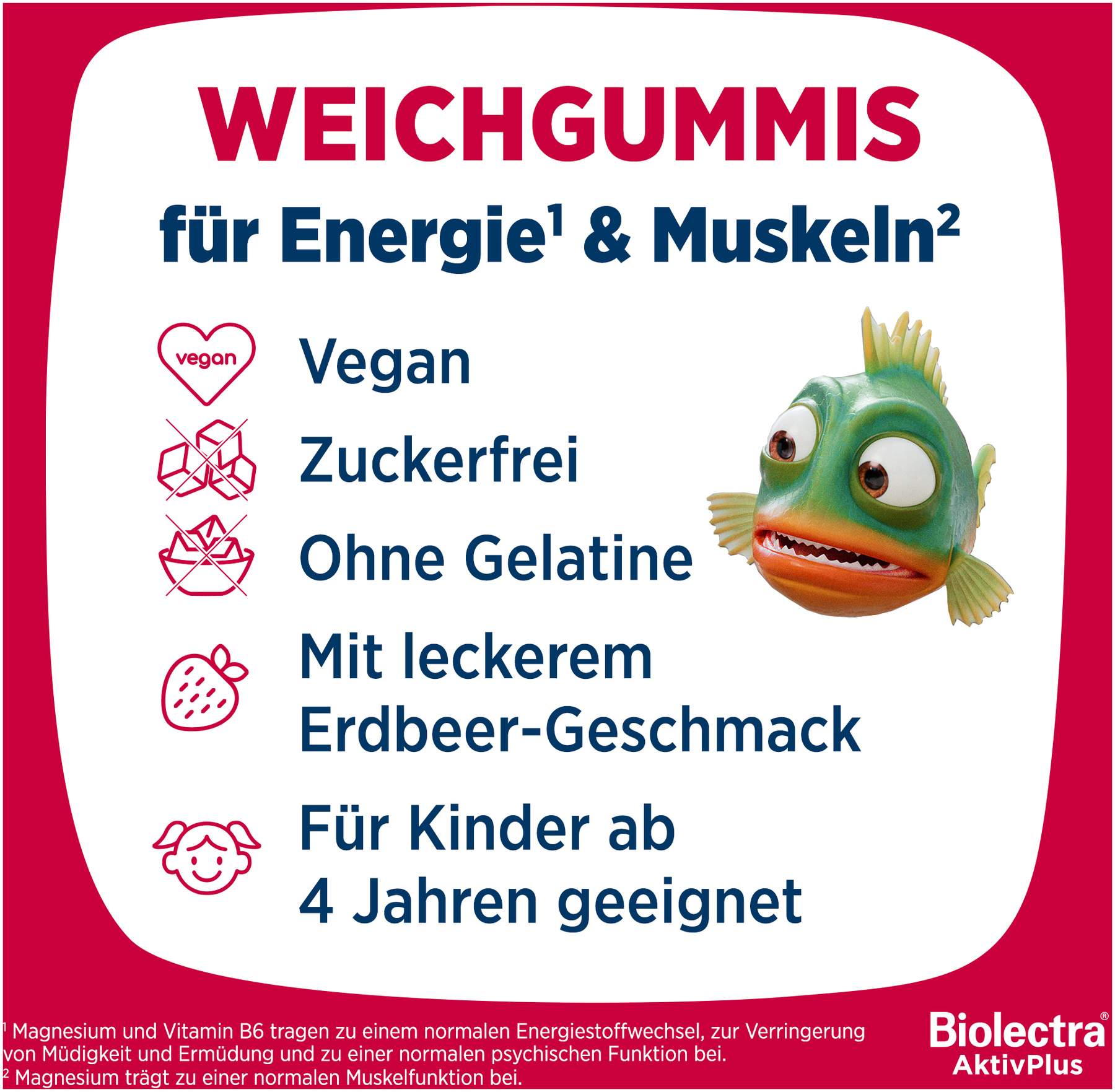 Biolectra AktivPlus Energie & Muskeln Erdbeere 60 Weichgummis