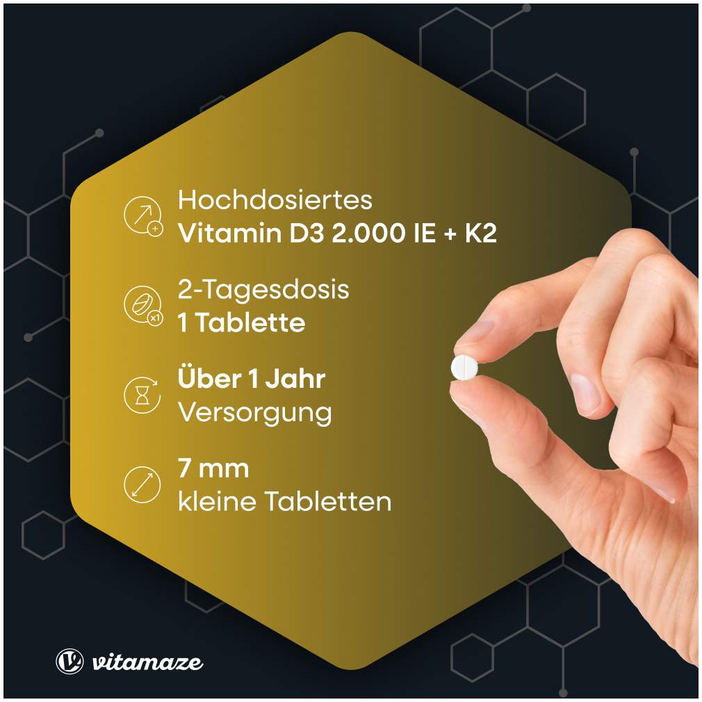 Vitamin D3 K2 2000 I.E. Vegetarisch 240 Tabletten