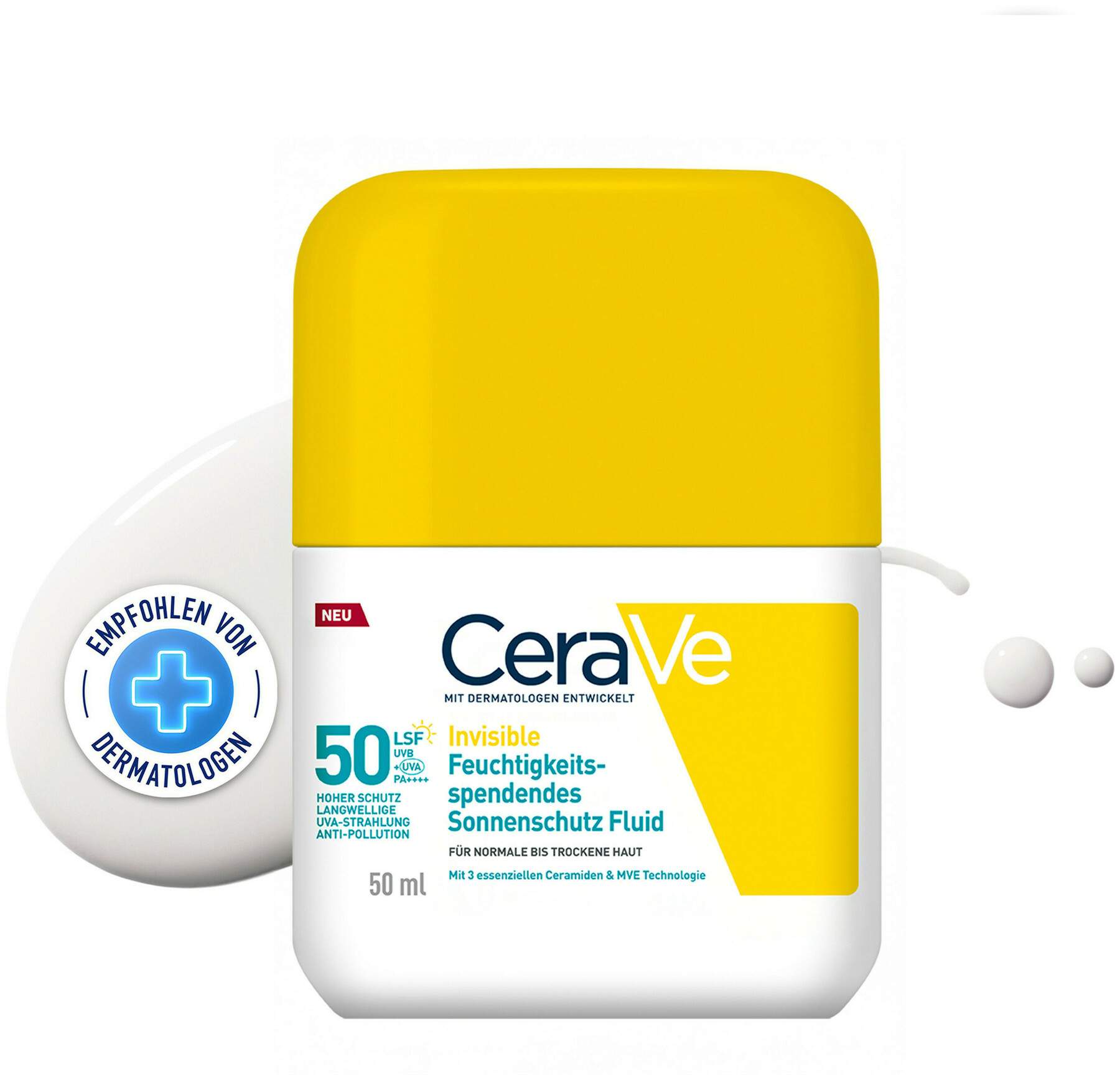 CeraVe Invisible Feuchtigkeitsspendendes Sonnenschutz Fluid LSF50 50 ml