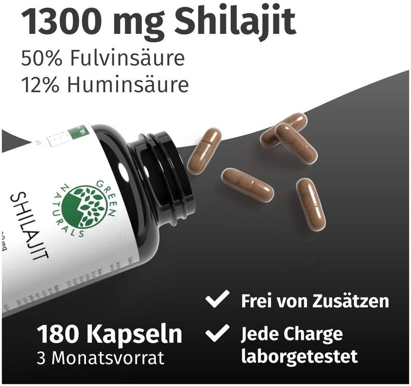 Green Naturals Shilajit 1300 mg 180 Kapseln