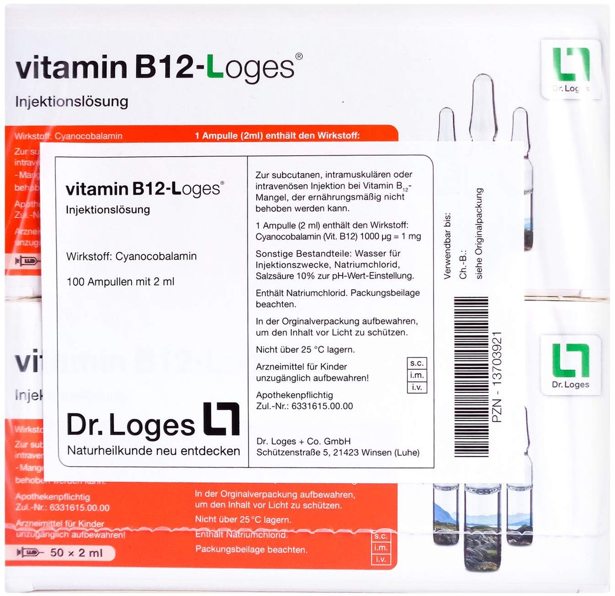 Vitamin B12 Loges Injektionslösung 100 X 2 ml Ampullen
