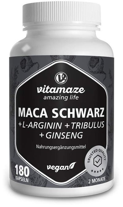 Maca Schwarz + Tribulus + Ginseng Komplex 180 Kapseln