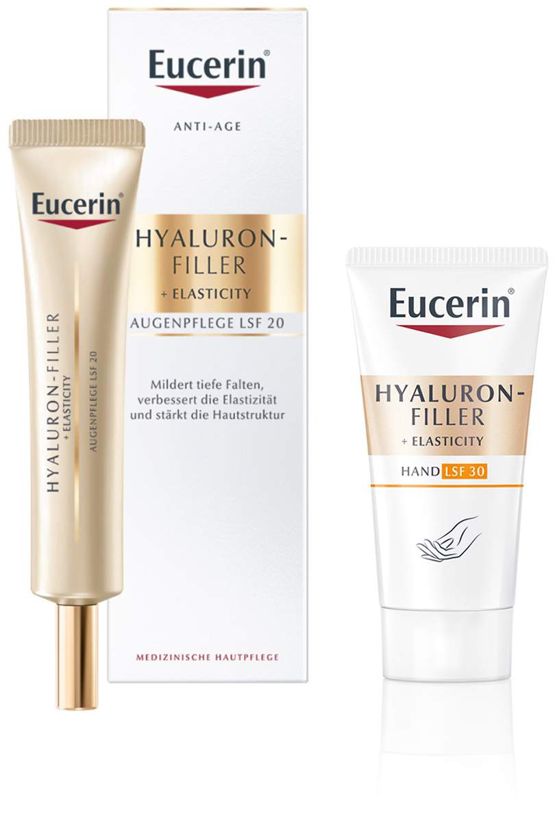 Eucerin Hyaluron Filler + Elasticity Augenpflege LSF15 15 ml + gratis Elasticity Handcreme 20 ml