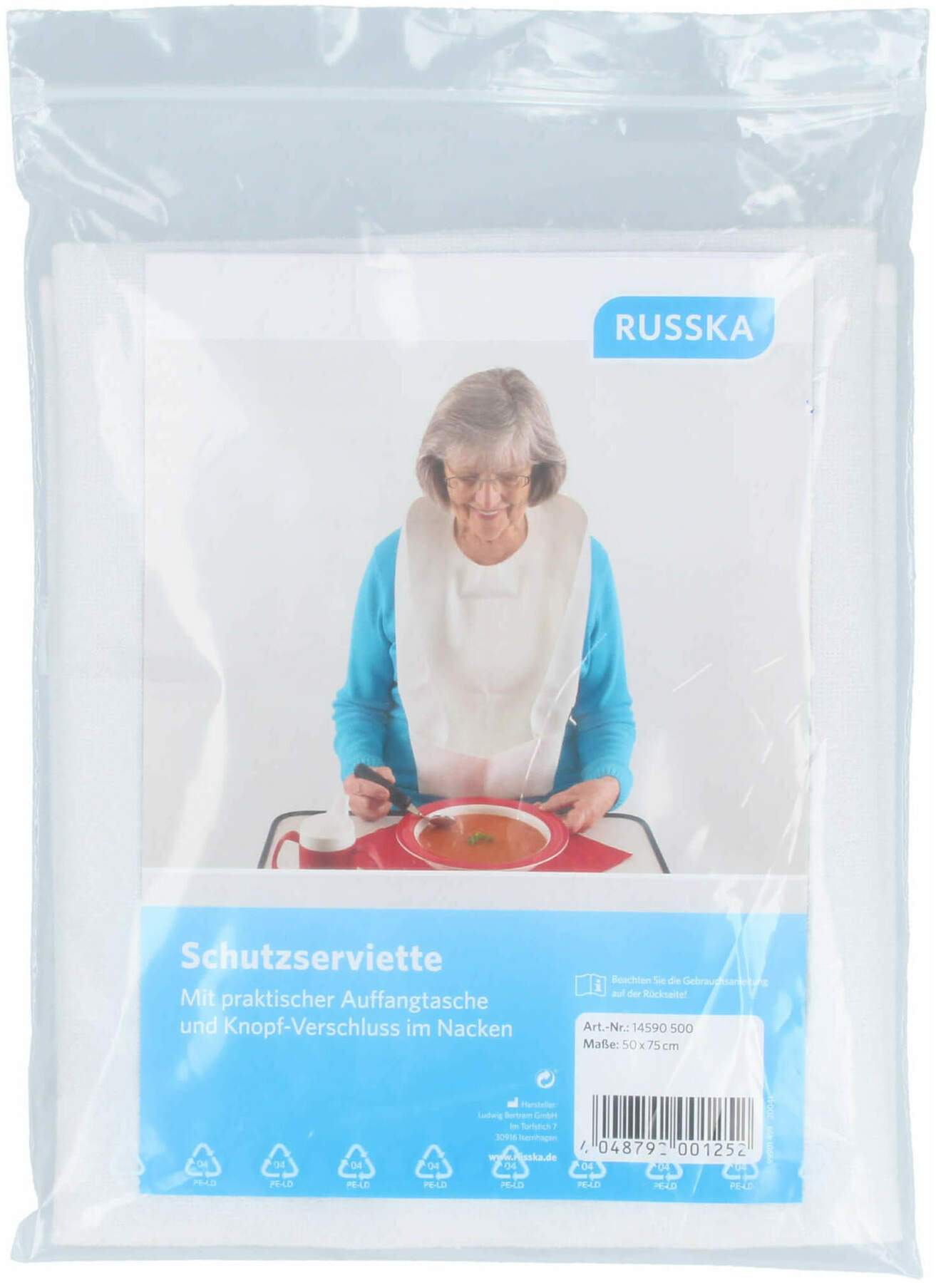 Schutzserviette M. Auffangtasche 1 Stück