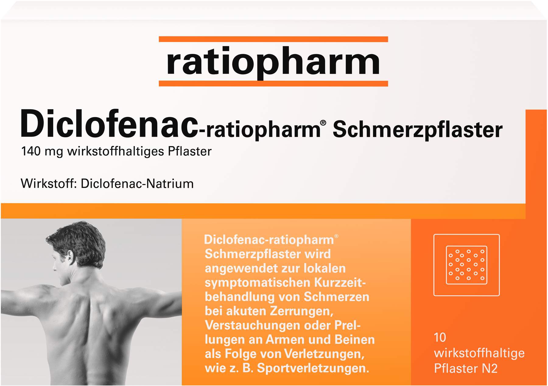 Diclofenac-ratiopharm Schmerzpflaster 140 mg pro g 10 Stück