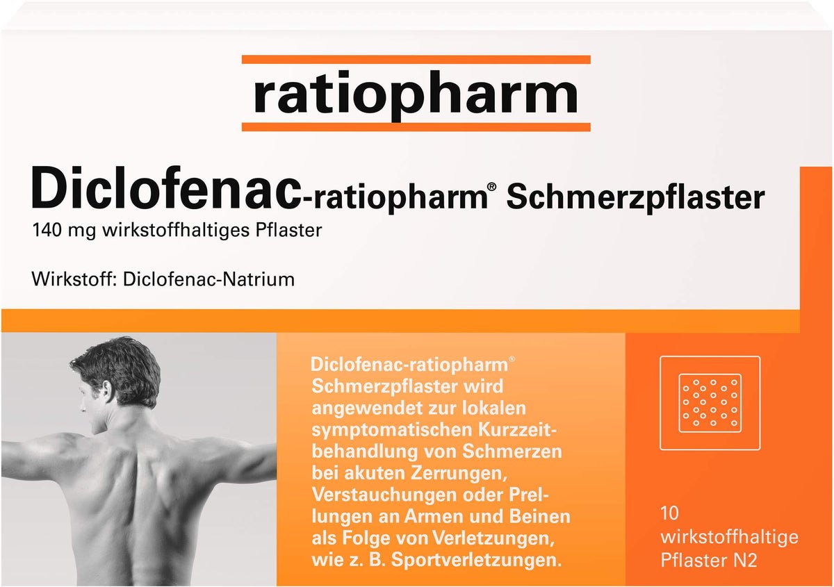 Diclofenac-ratiopharm Schmerzpflaster 140 mg pro g 10 Stück