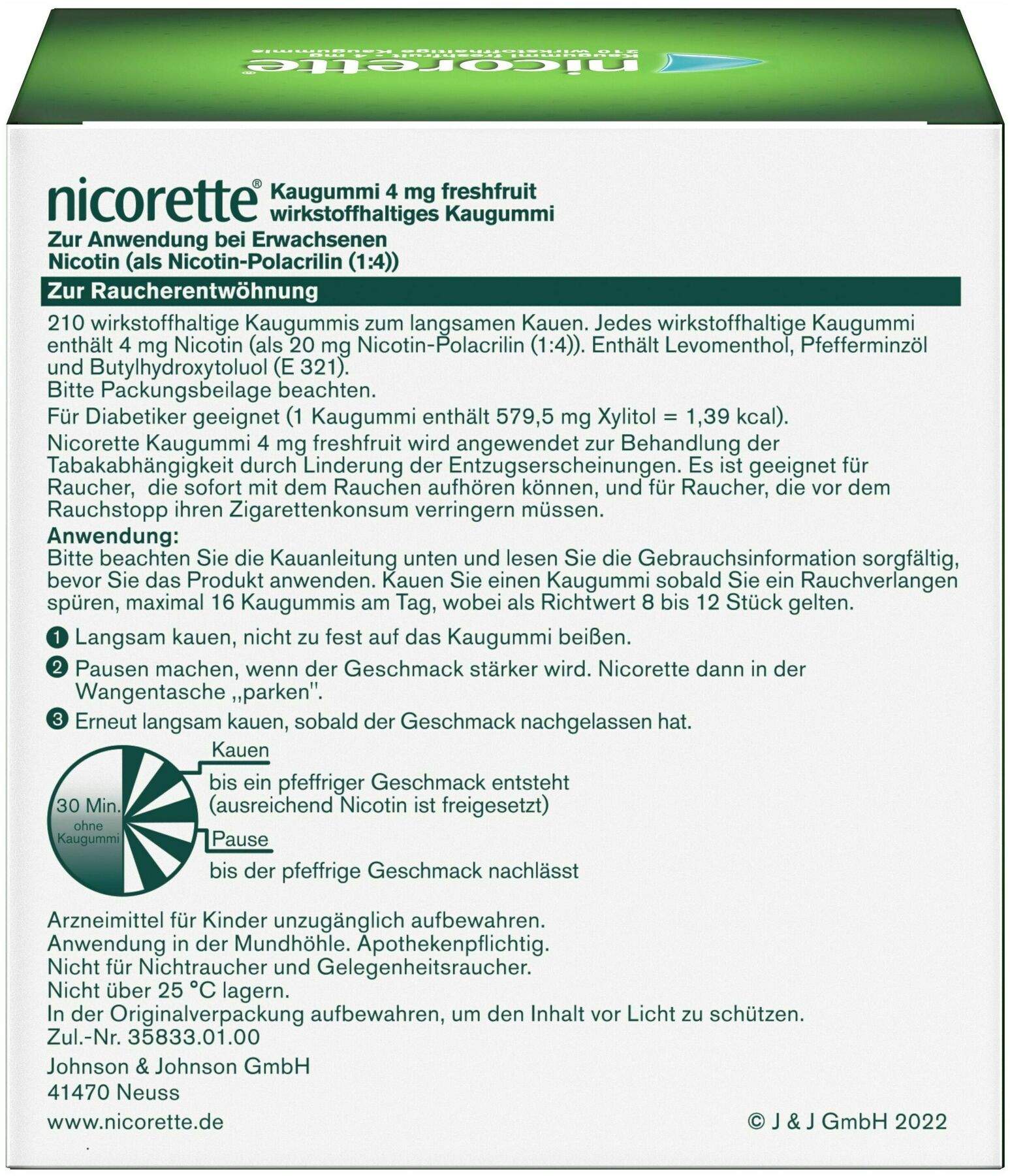 Nicorette 4 mg freshfruit Kaugummi 210 Stück