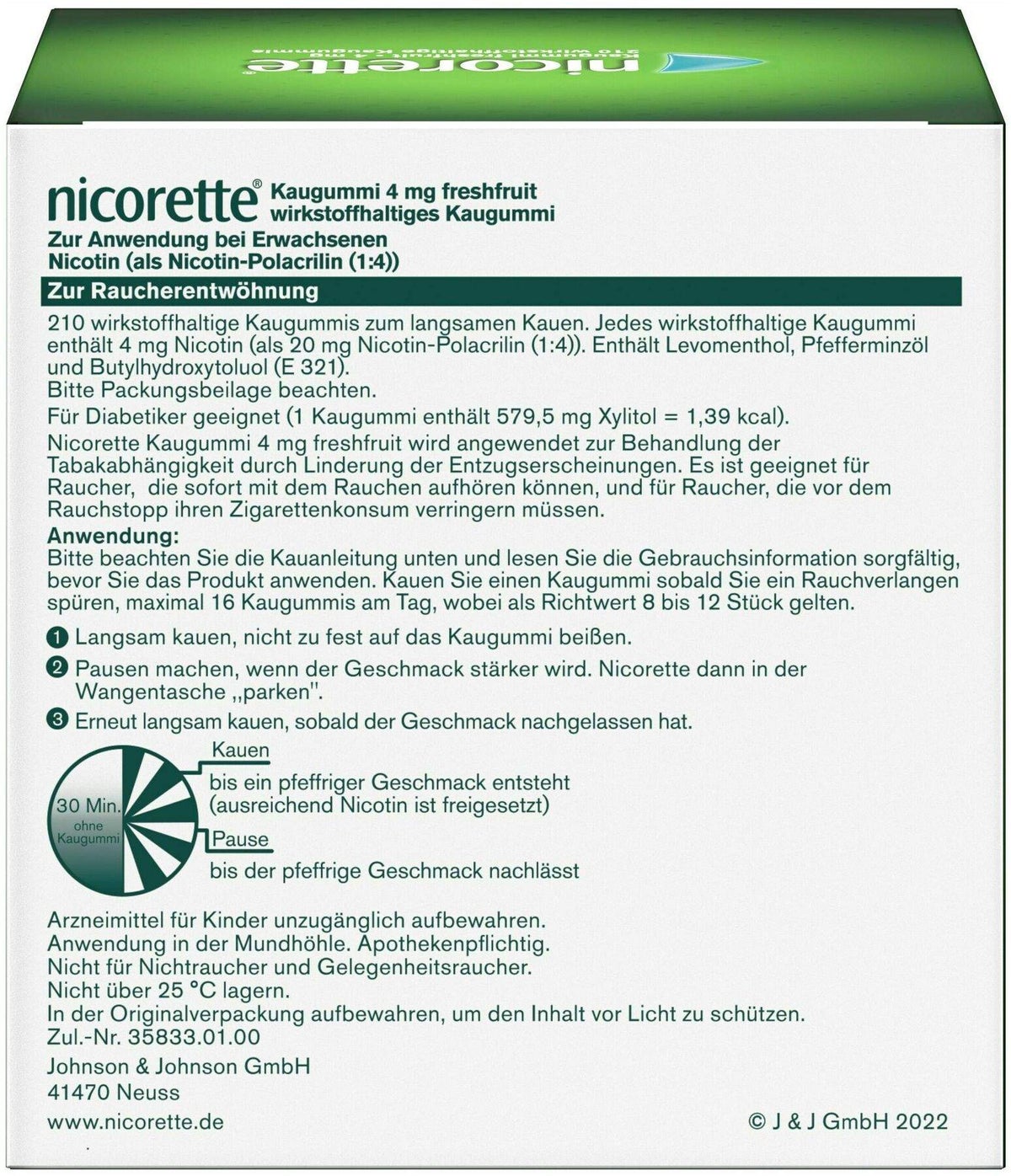Nicorette 4 mg freshfruit Kaugummi 210 Stück