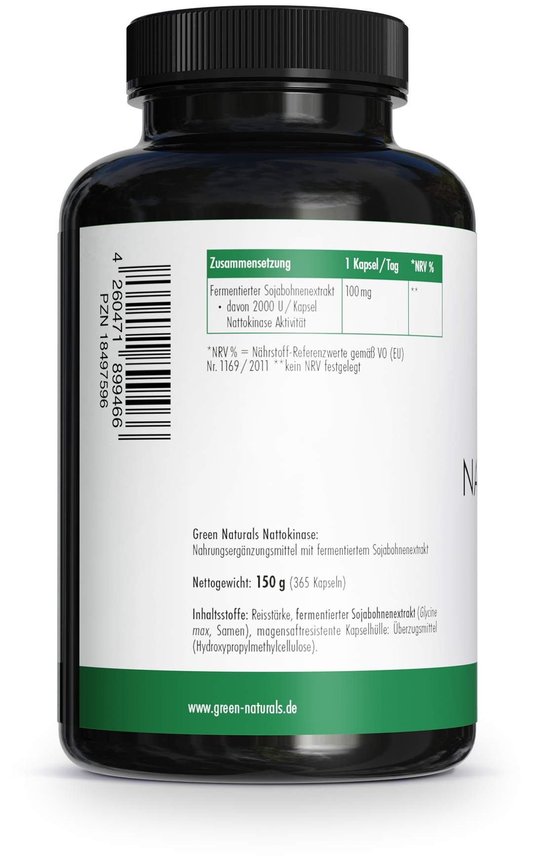 Green Naturals Nattokinase 100 mg Vegan 365 Kapseln