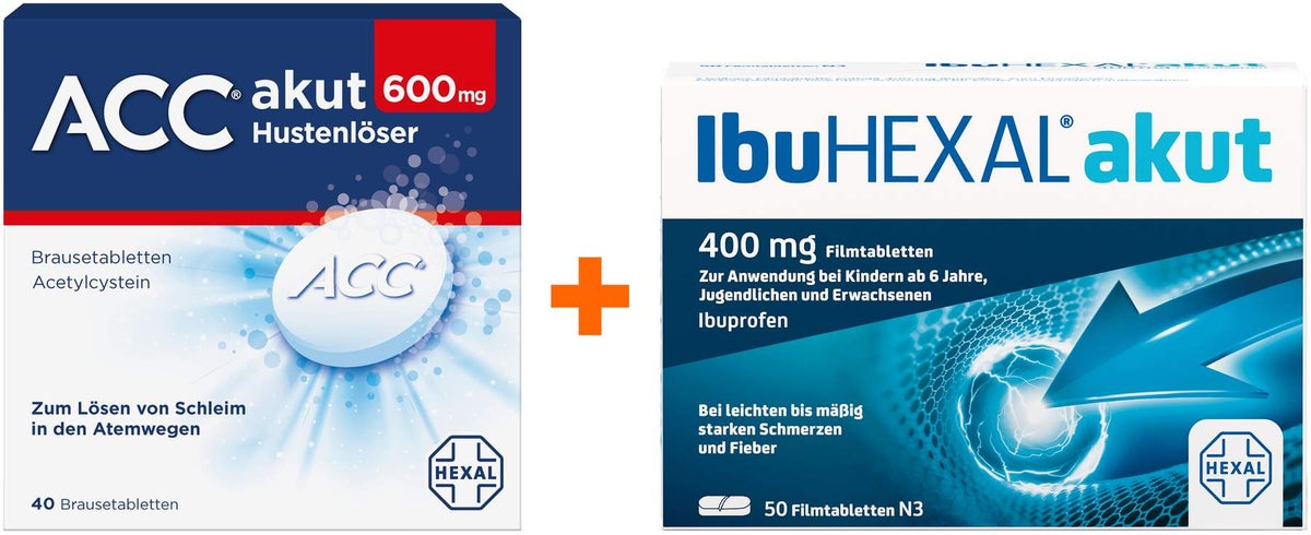 ACC akut 600 40 Brausetabletten + Ibu Hexal akut 400 mg 50 Filmtabletten
