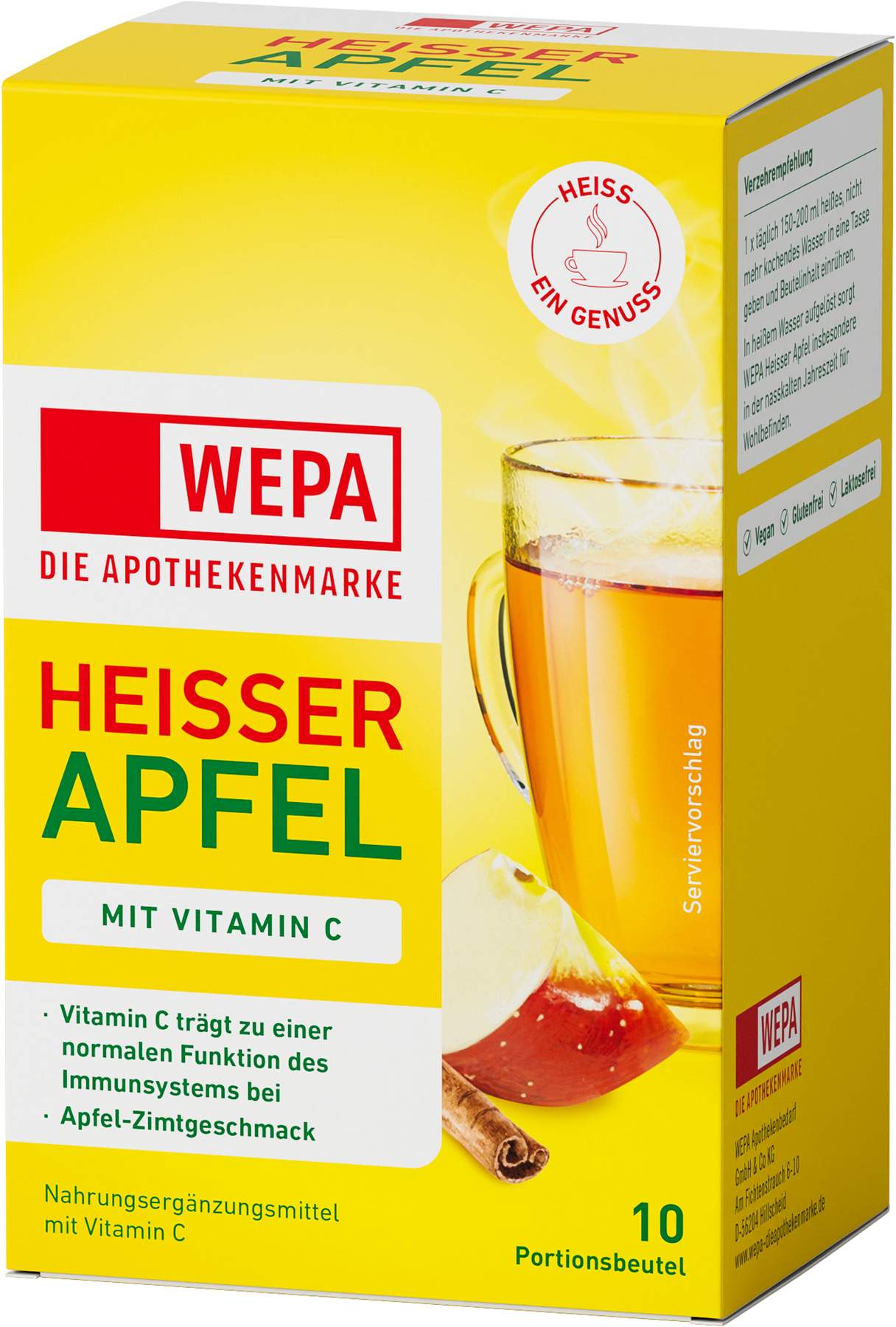 WEPA heisser Apfel + Vitamin C  10 x 10g Pulver