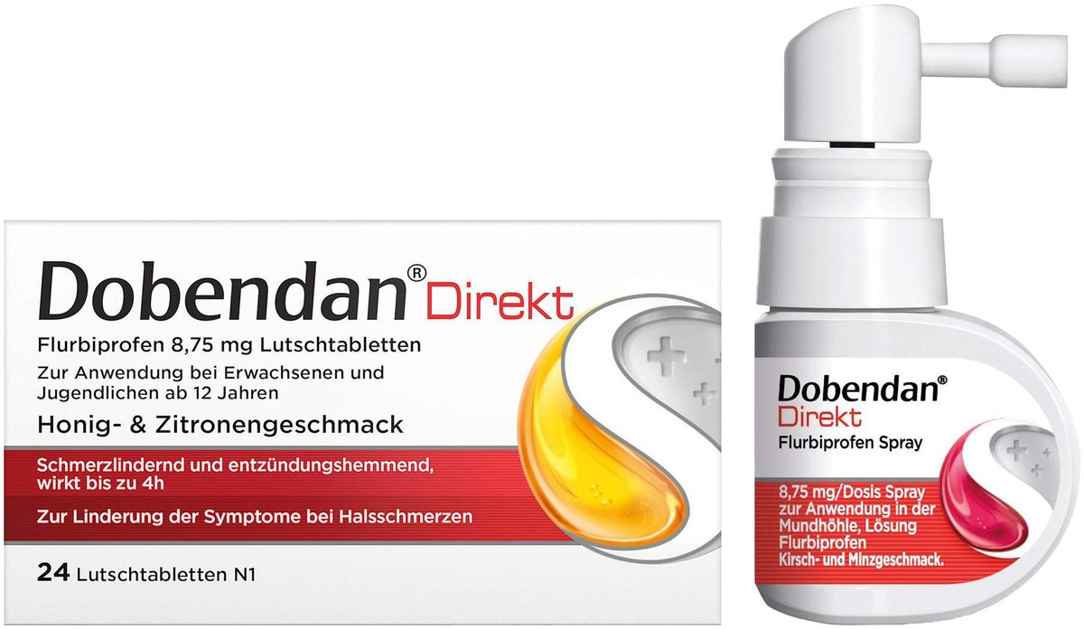 Sparset Dobendan Direkt Flurbiprofen 8,75 mg 24 Lutschtabl. + Dobendan Direkt Flurbiprofen Halsspray 15 ml