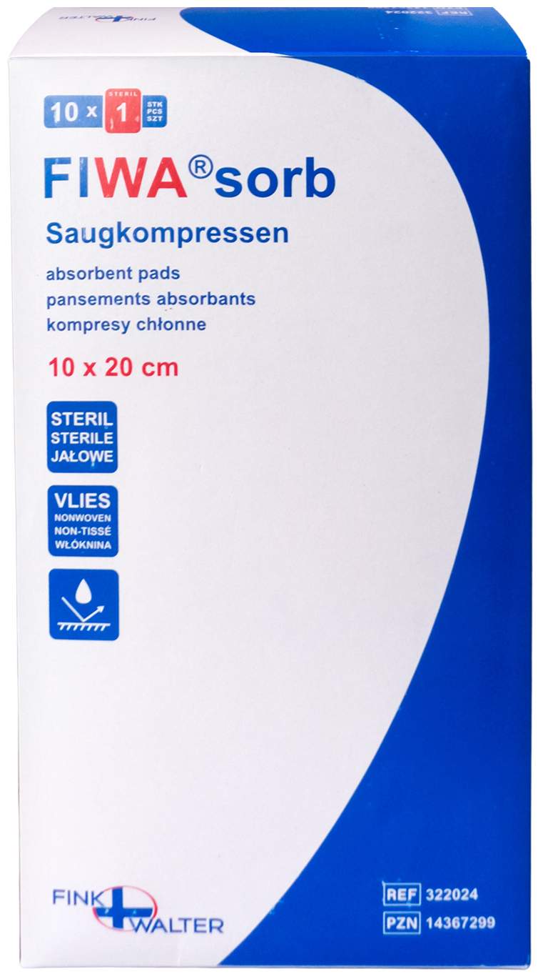 Saugkompressen Steril 10 X 20 cm Vlies Fiwasorb 10 Kompressen