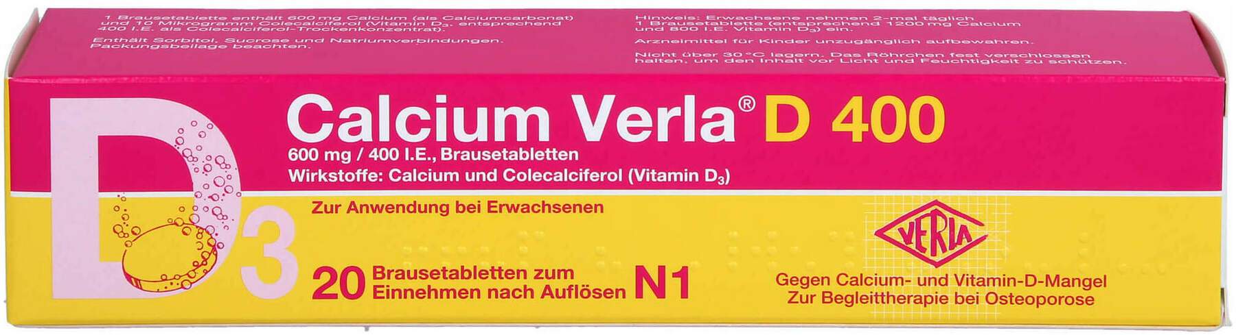 Calcium Verla  D 400 20 Brausetabletten