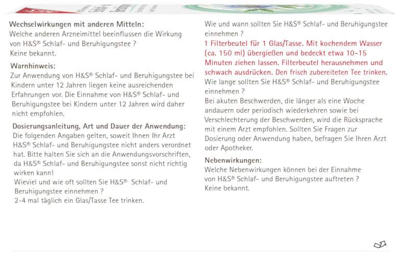 H&S Schlaf- und Beruhigungstee 20 X 2 G Filterbeutel