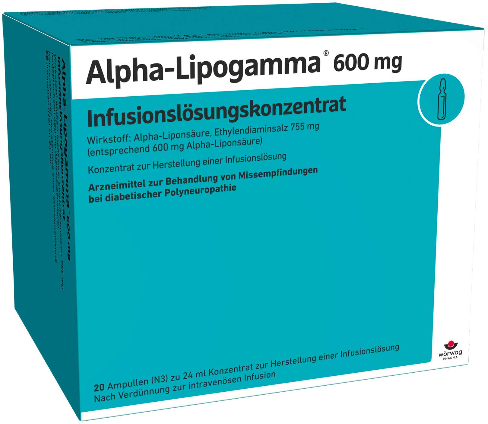 Alpha Lipogamma 600 mg Infusionslösungskonzentrat 20 X 24 ml