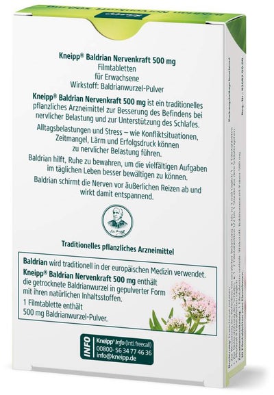 Kneipp Baldrian Nervenkraft 500 mg 30 Filmtabletten