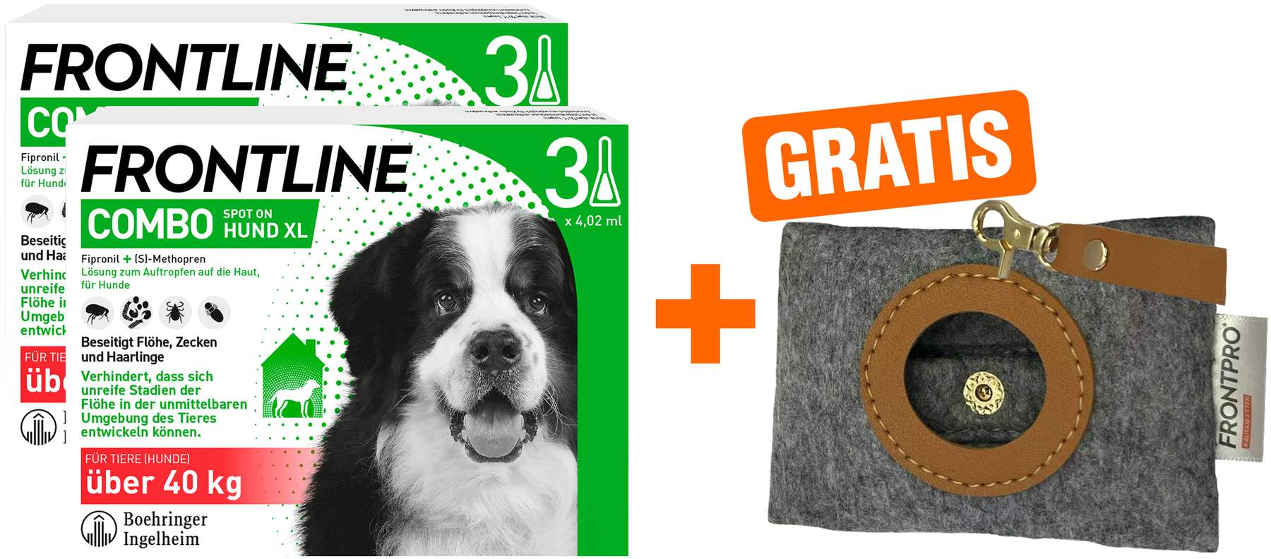 Frontline Combo Spot on Hund XL 40-60 kg 3  x 2 Pipetten + gratis Hundekotbeutelspender