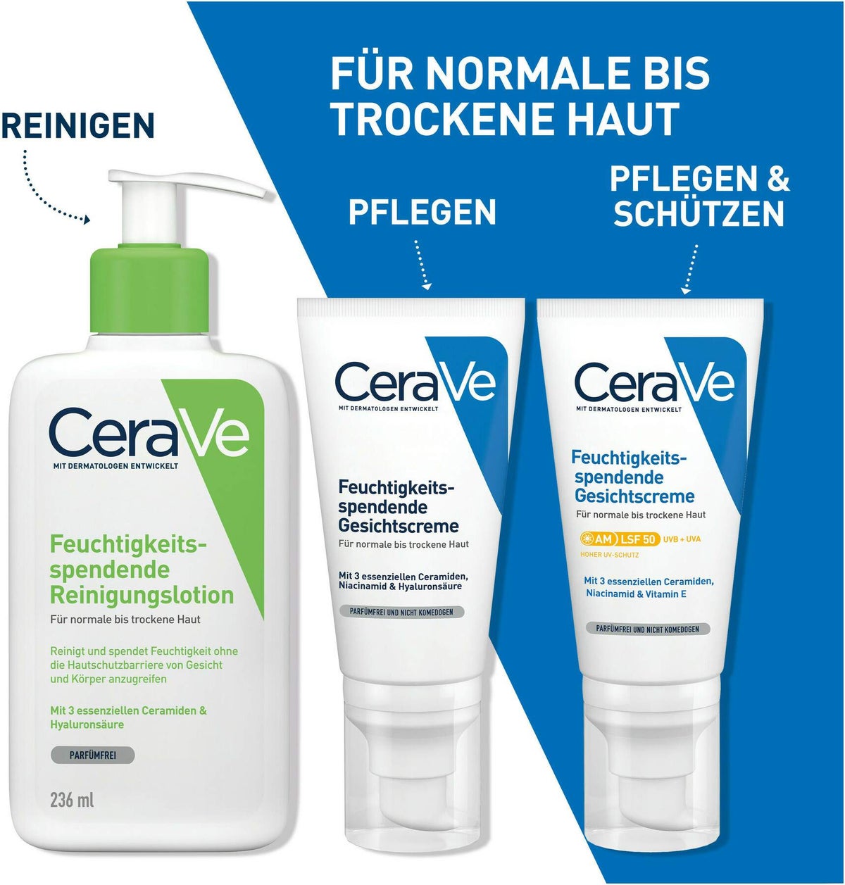 CeraVe Feuchtigkeitsspendende Gesichtscreme 52 ml + gratis Schäumendes Reinigungsgel 20 ml