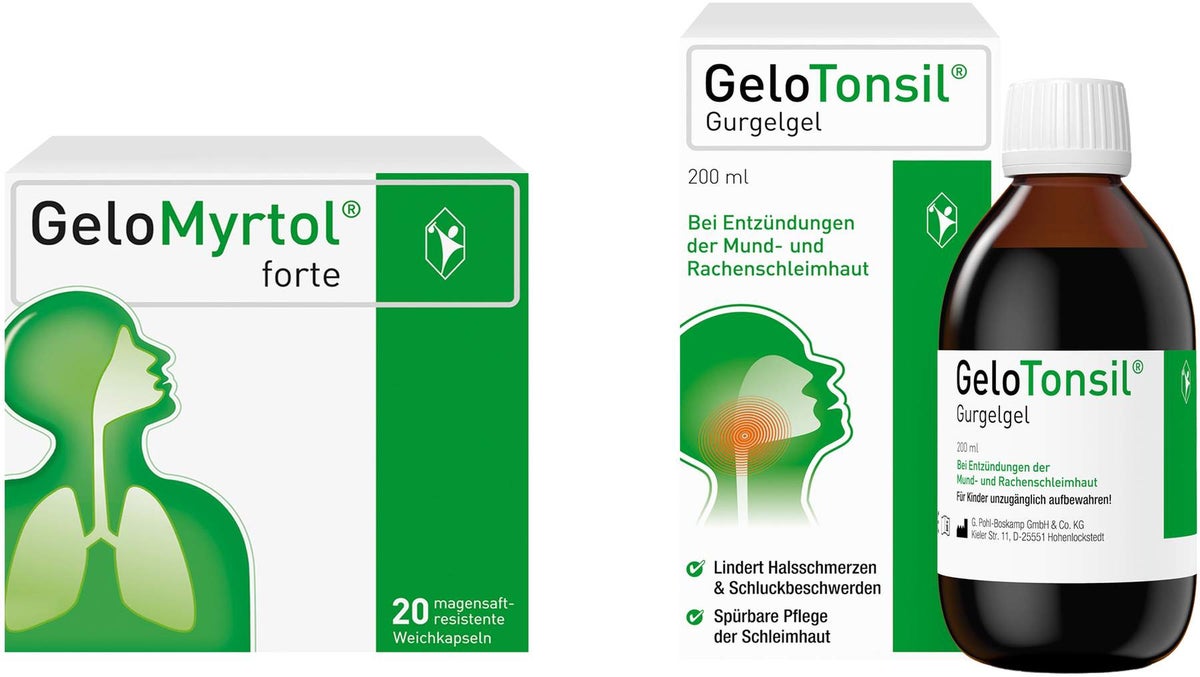 Gelomyrtol forte 20 Kapseln + Gelo Tonsil Gurgelgel 200 ml