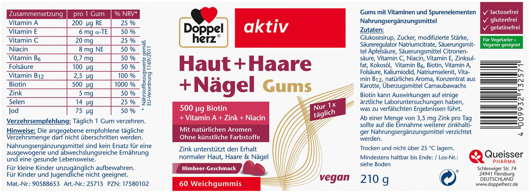 Doppelherz Aktiv Haut+haare+nägel Gums 60 Weichgummis