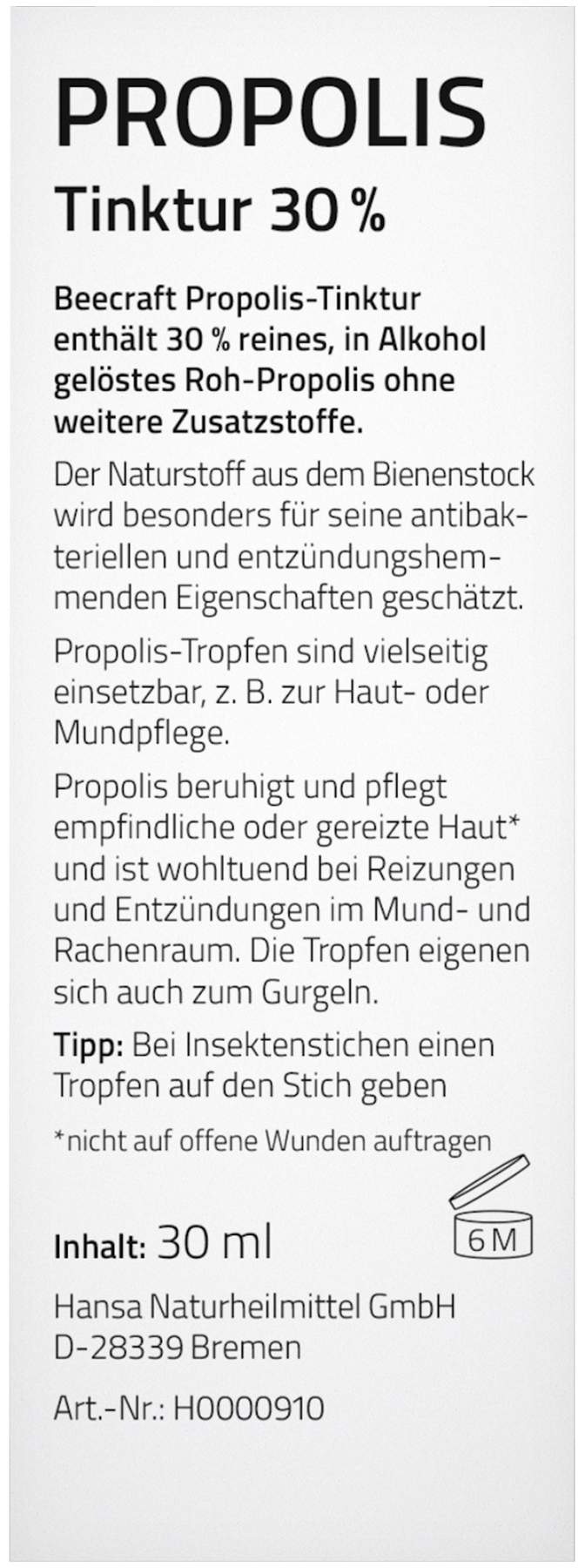 Beecraft Propolis Tinktur 30% 30 ml