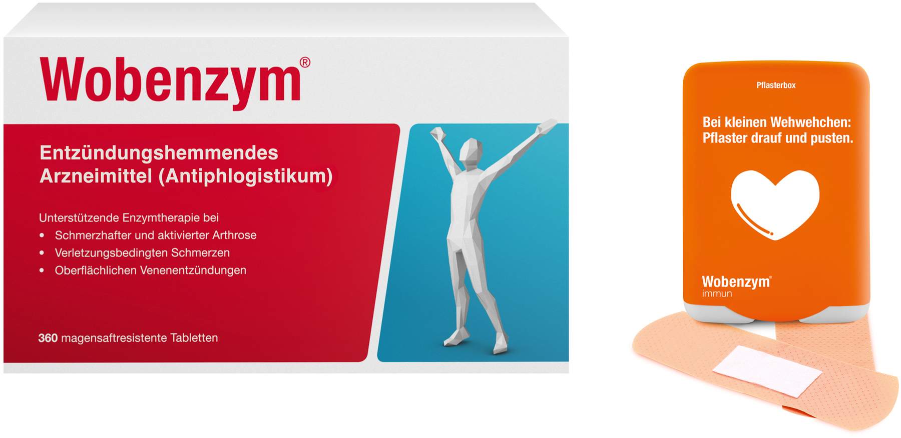 Wobenzym 360 magensaftresistente Tabletten + gratis Pflasterbox zu Wobenzym 1 Stück