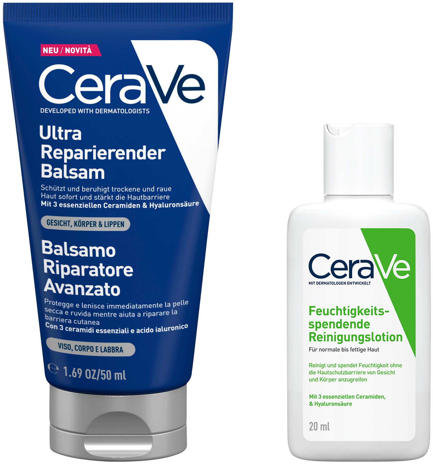 CeraVe ultra reparierender Balsam 50 ml + gratis CeraVe feuchtigkeitsspendende Reinigungslotion 20 ml