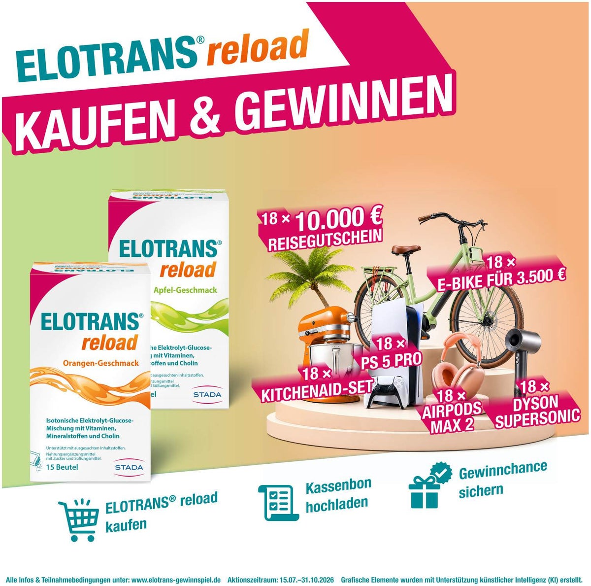 Elotrans Reload 2 x 15 Beutel + gratis Elotrans reload Shaker 1 Stück