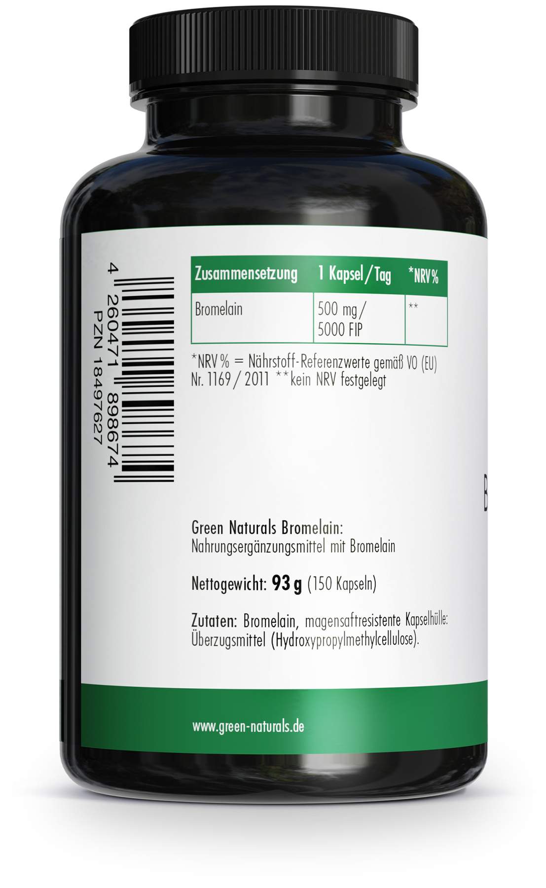 Green Naturals Bromelain 500 mg Vegan 150 Kapseln