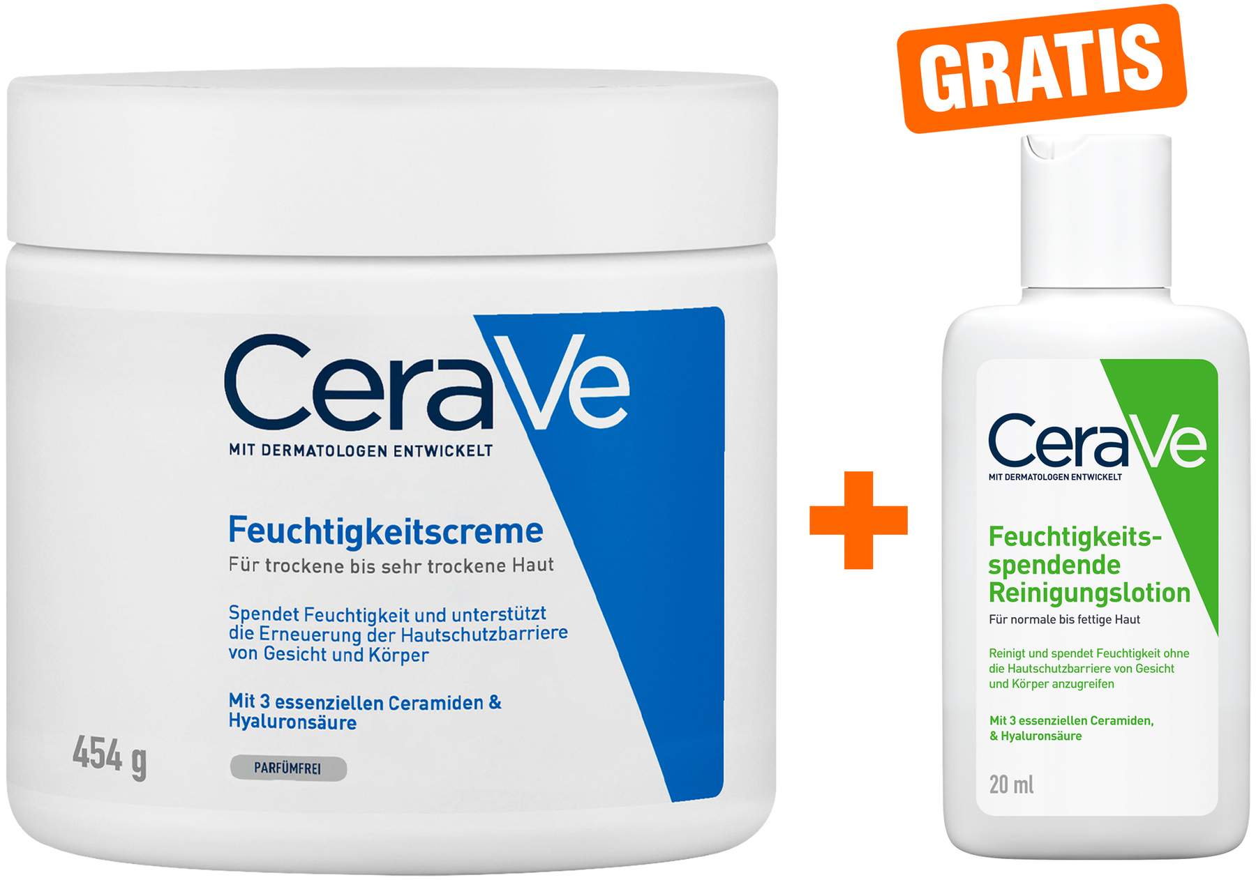 CeraVe Feuchtigkeitscreme 454 g + gratis Reinigungslotion 20 ml