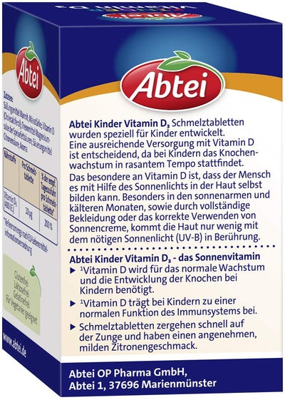 Abtei Kinder Vitamin D3 50 Schmelztabletten