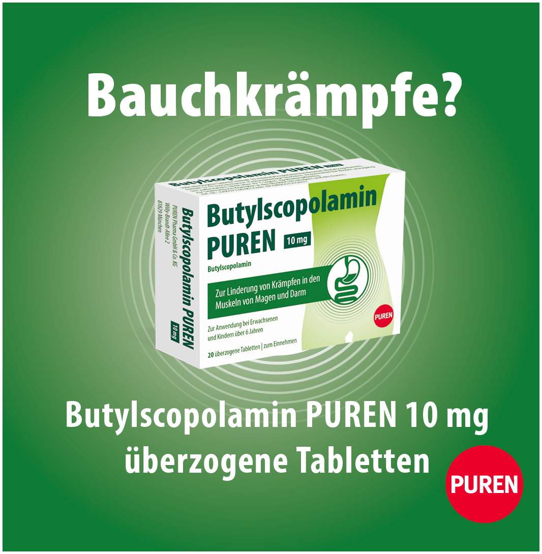 Butylscopolamin Puren 10 mg Überzogene Tabletten 50 Stück