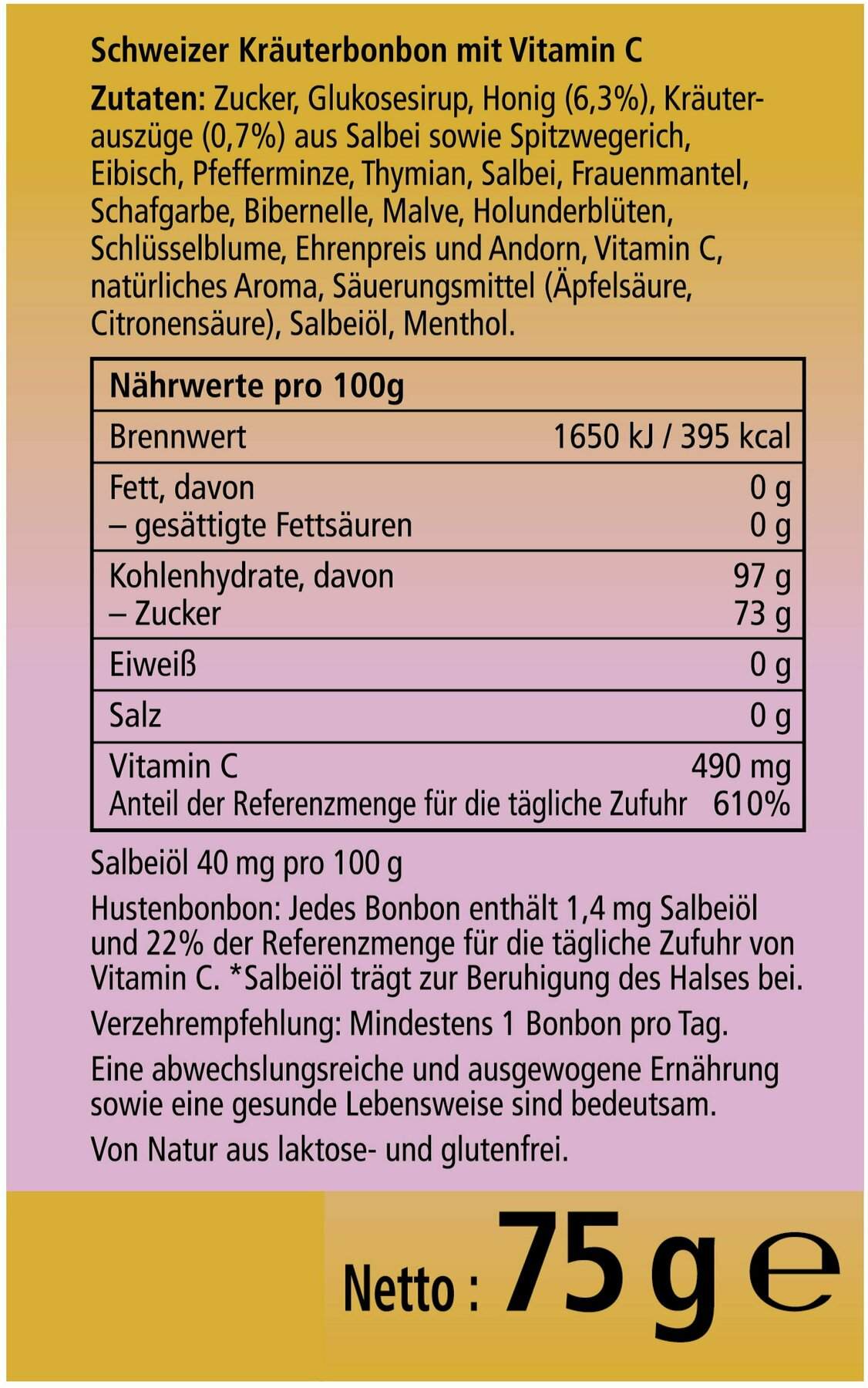 Ricola Honig Alpen Salbei Bonbons 75 G