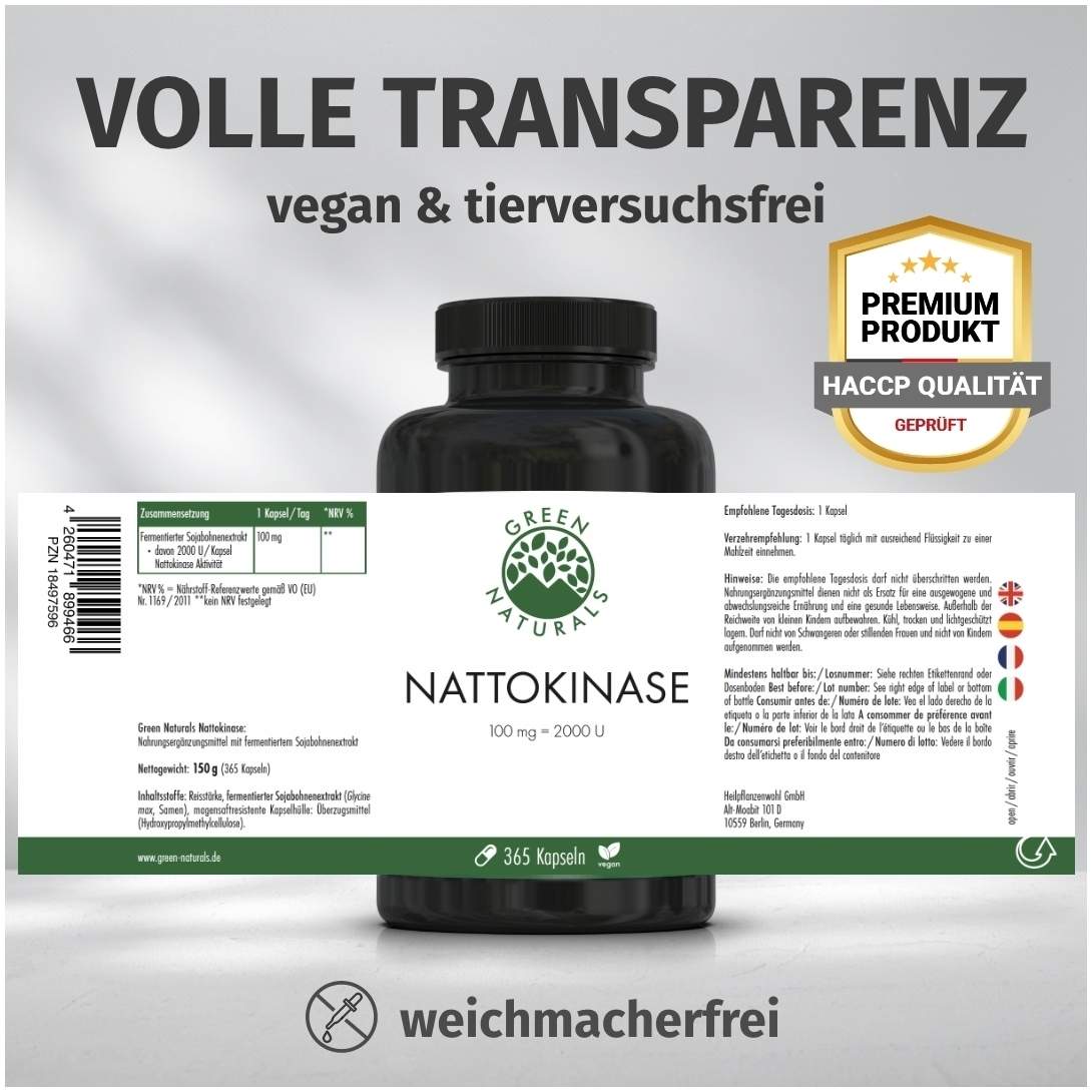 Green Naturals Nattokinase 100 mg Vegan 365 Kapseln