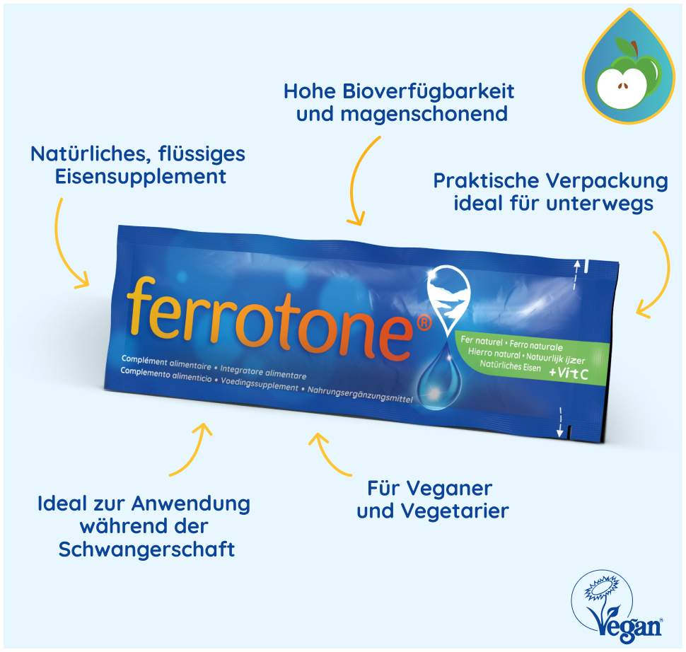 Ferrotone Natürliches Eisen Plus Vitamin C Apfel 14 X 25 ml Beutel