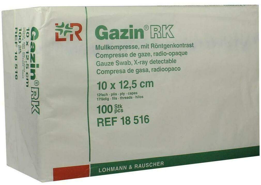 Gazin Kompressen 10x12,5cm 12fach Unsteril Mit Röntgenkontrast