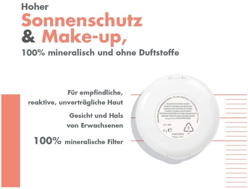 Avene Kompaktsonnencreme SPF 50 sand 10 g Creme