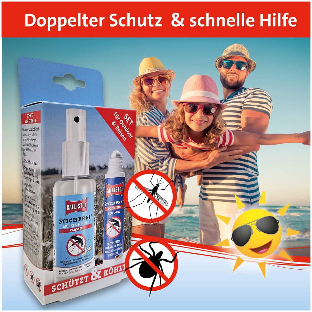 Ballistol Stichfrei Classic Pumpspray 100 ml + Stichfrei Cooling Roll-on 10 ml