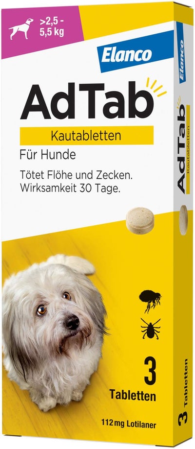 AdTab 112 mg für kleine Hunde (2,5-5,5 kg) 3 Kautabletten