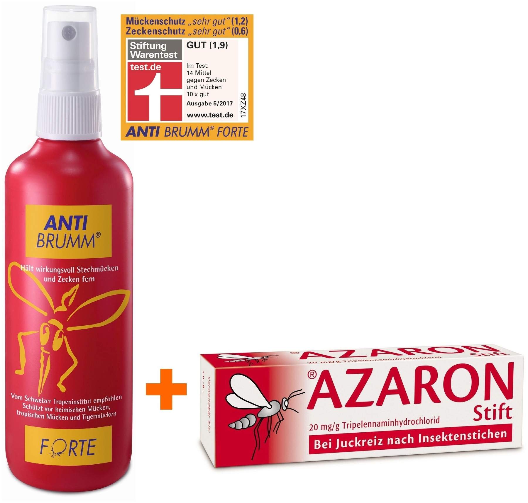 Sparset Insektenschutz Anti Brumm forte 150 ml + Azaron Stift 1 Set