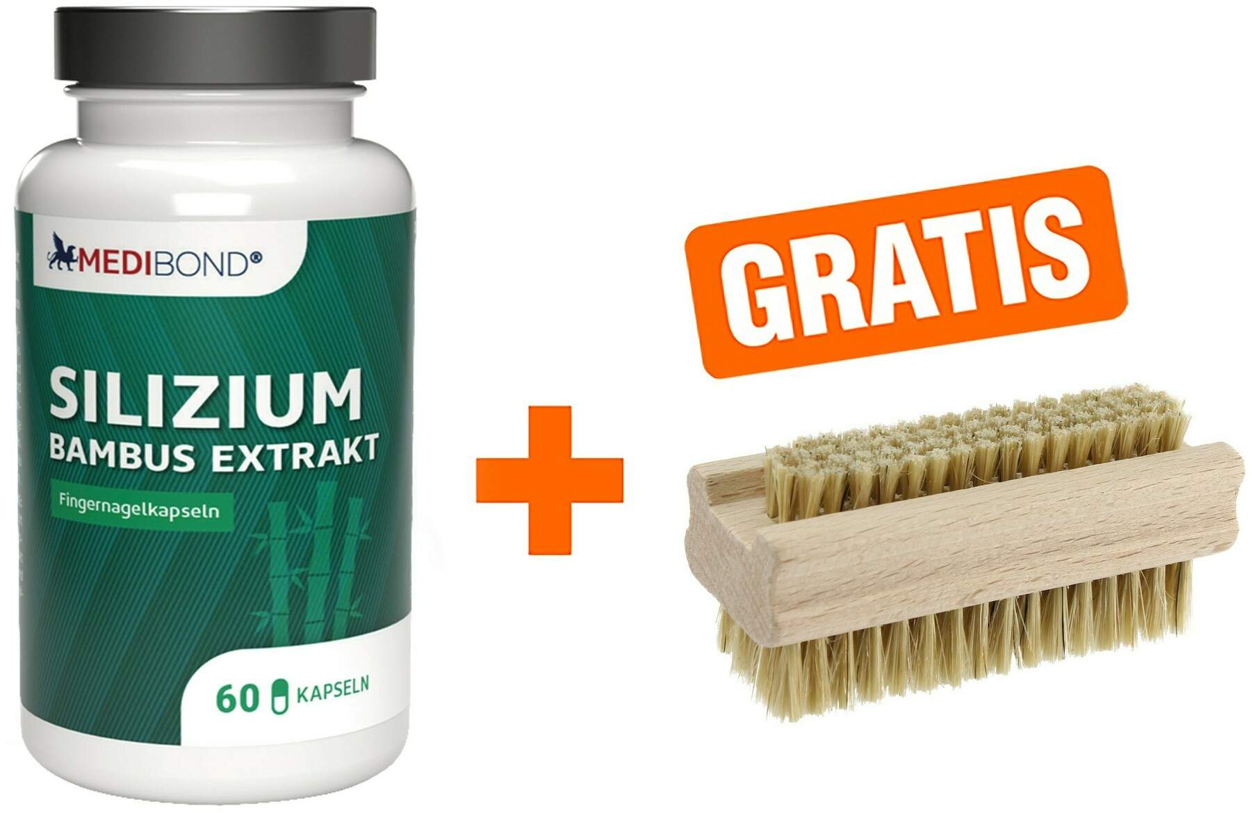 Silizium Bambus Extrakt Medibond 60 Kapseln + gratis Nagelbürste
