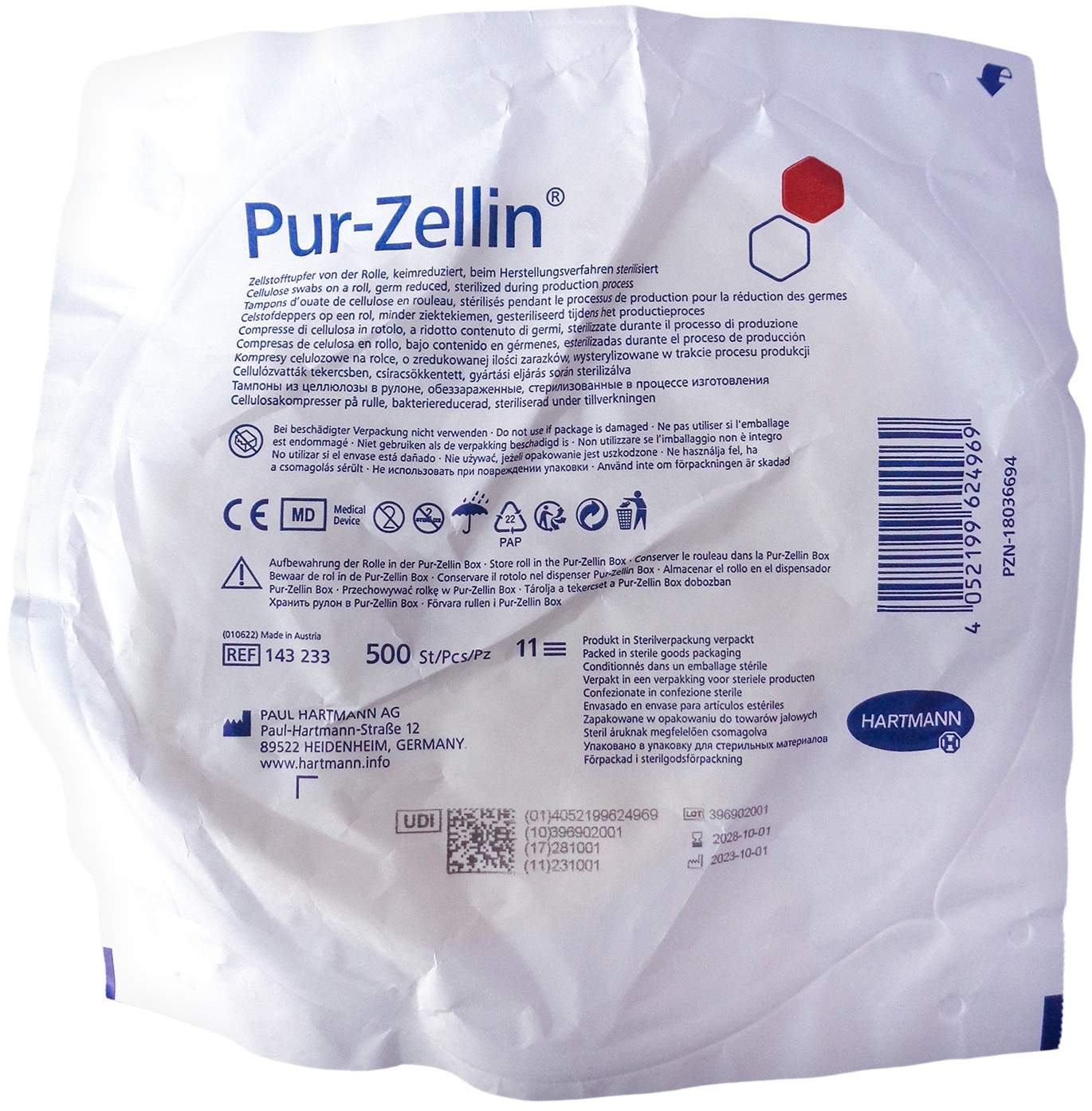 Pur-Zellin 4 X 5 cm Keimreduziert Rolle