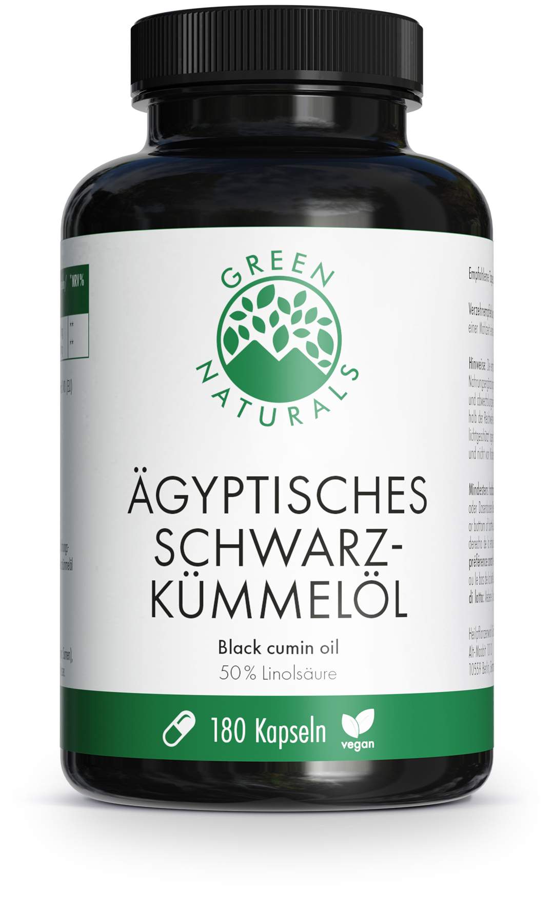Green Naturals Ägyptisches Schwarzkümmelöl 180 Kapseln