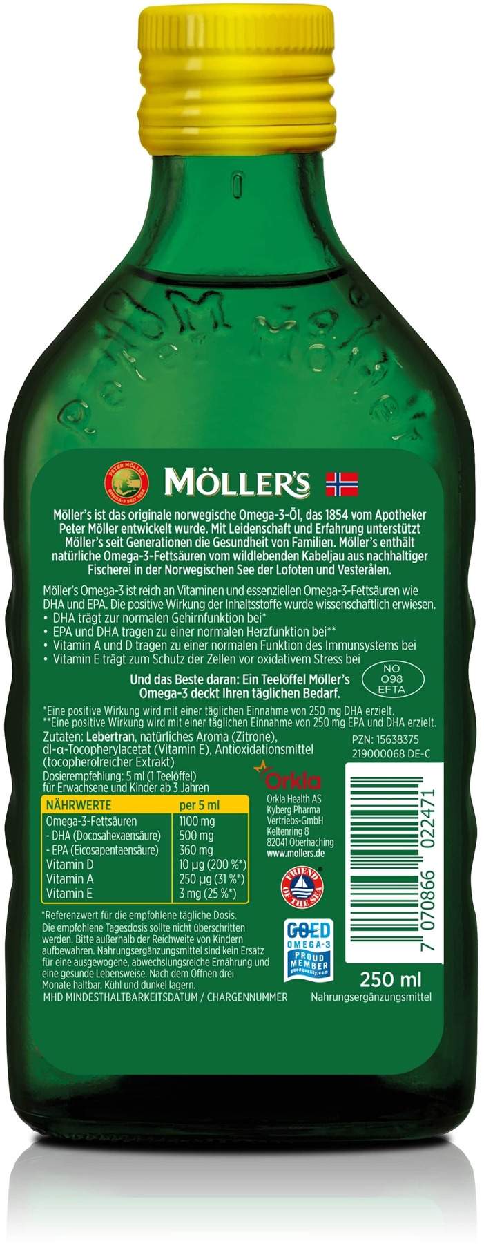 Möller s Omega-3 Zitronengeschmack Öl 250 ml