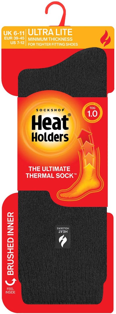 HeatHolders Herren Ultra Lite Thermosocken Schwarz 1 Paar Größe 39 bis 45