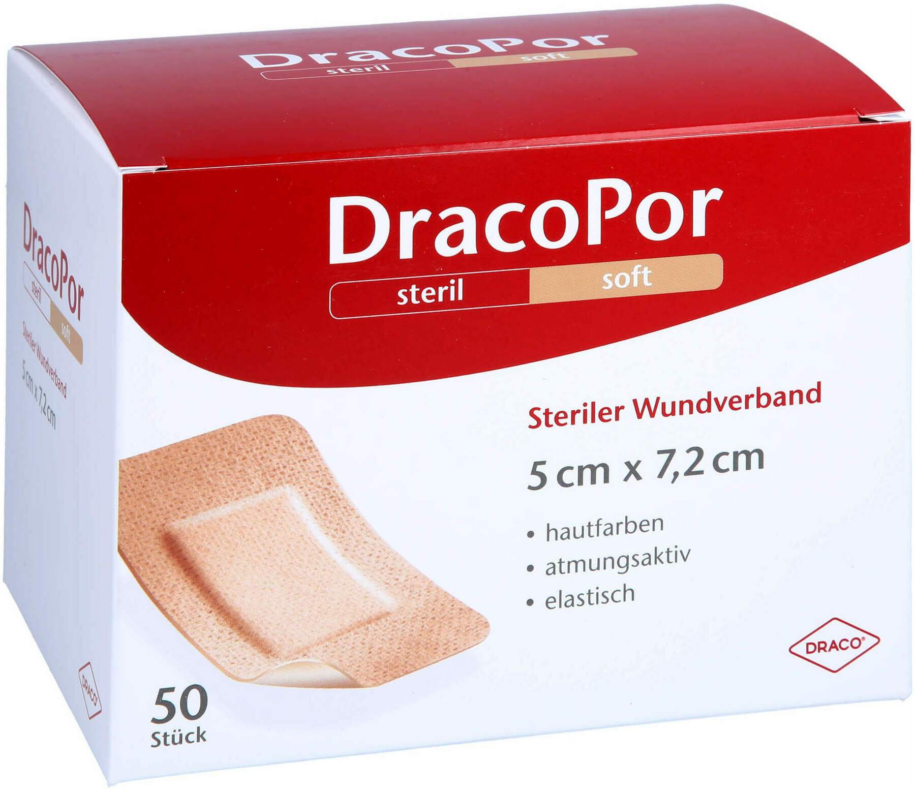 Dracopor Wundverband 5 X 7,2 cm Steril Hautfarben 50 Stück