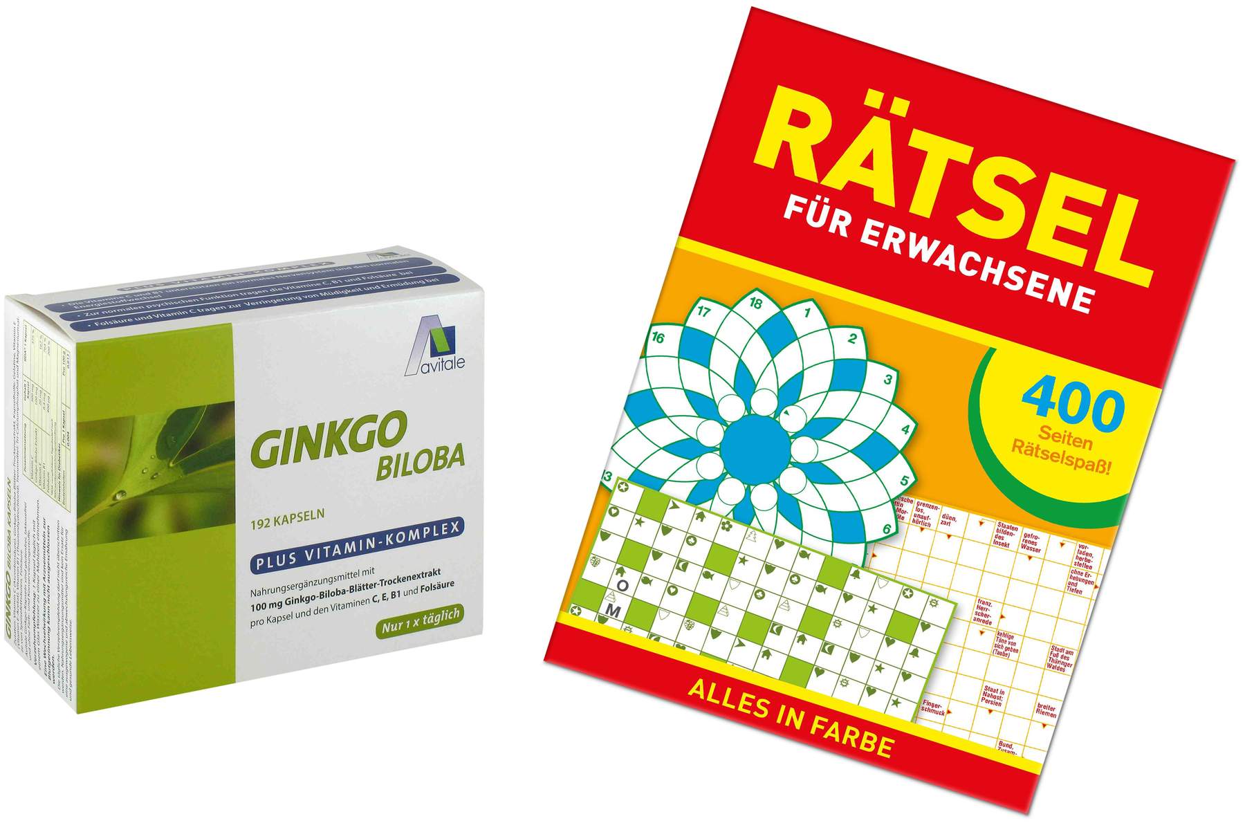 Ginkgo 100 mg Kapseln + B1, C + E + 192 Kapseln gratis Sudoku Rätselbuch