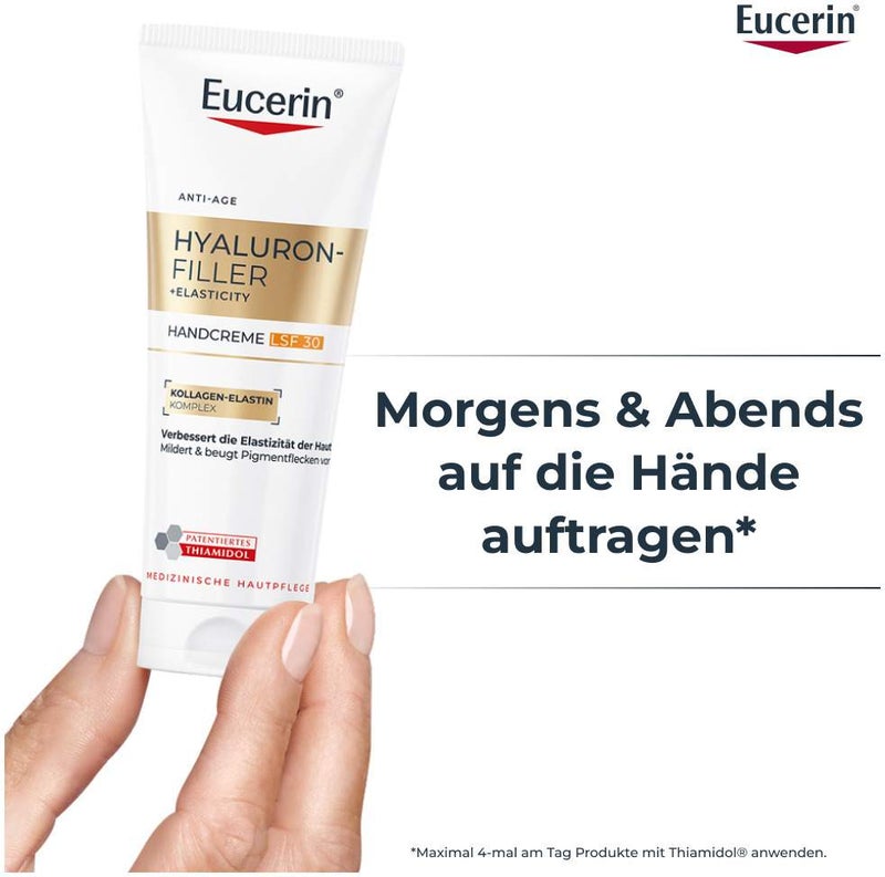 Eucerin Hyaluron Filler + Elasticity Handcreme gegen Altersflecken LSF30 75 ml