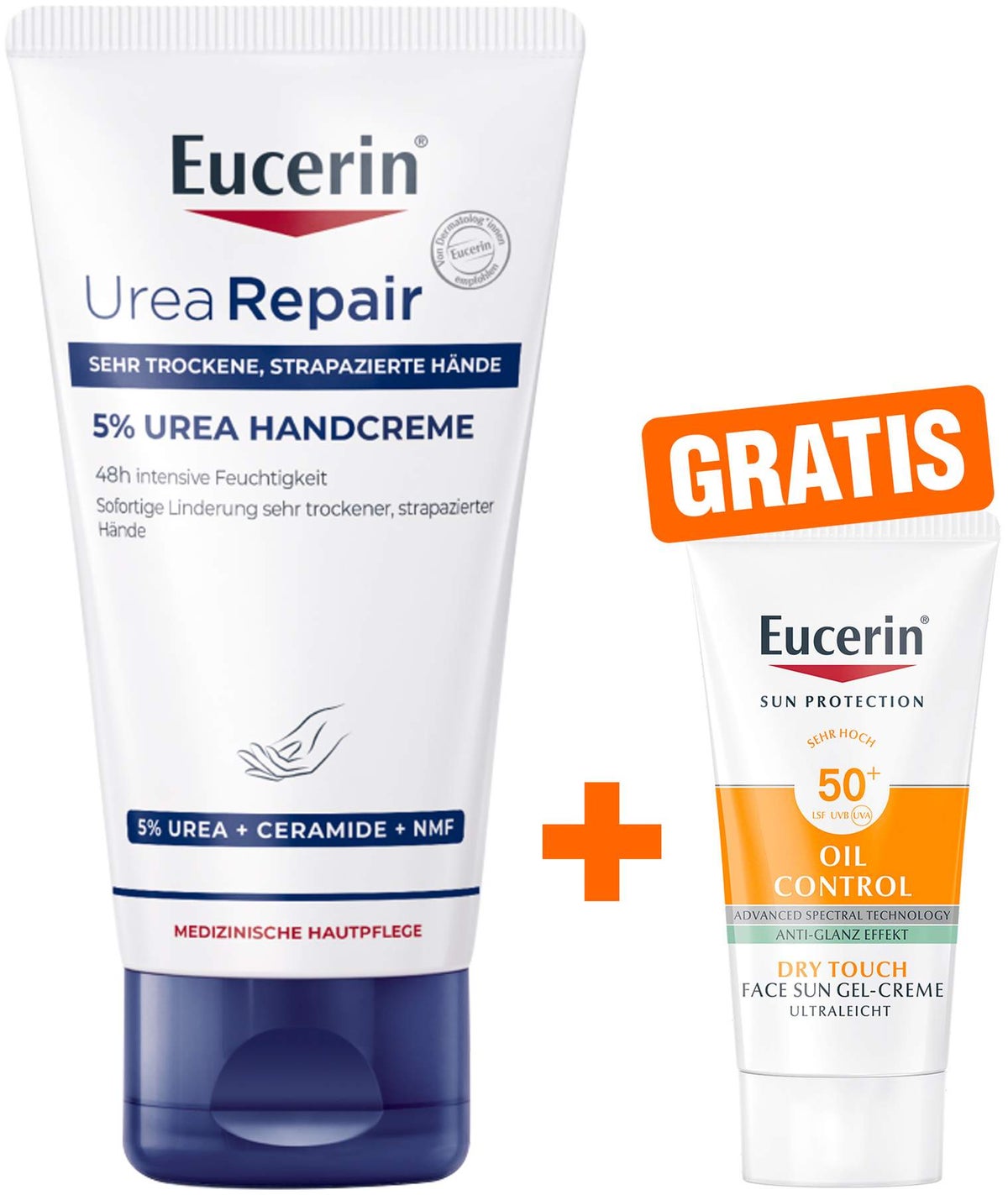 Eucerin UreaRepair PLUS Handcreme 5% 75 ml + gratis Eucerin Sun Gel-Creme Oil Control 20 ml